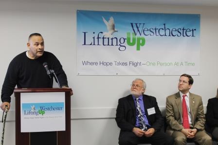 Former Client Ricardo Sandoval Speaks at Lifting Up Westchester Open Arms Shelter Ribbon Cutting