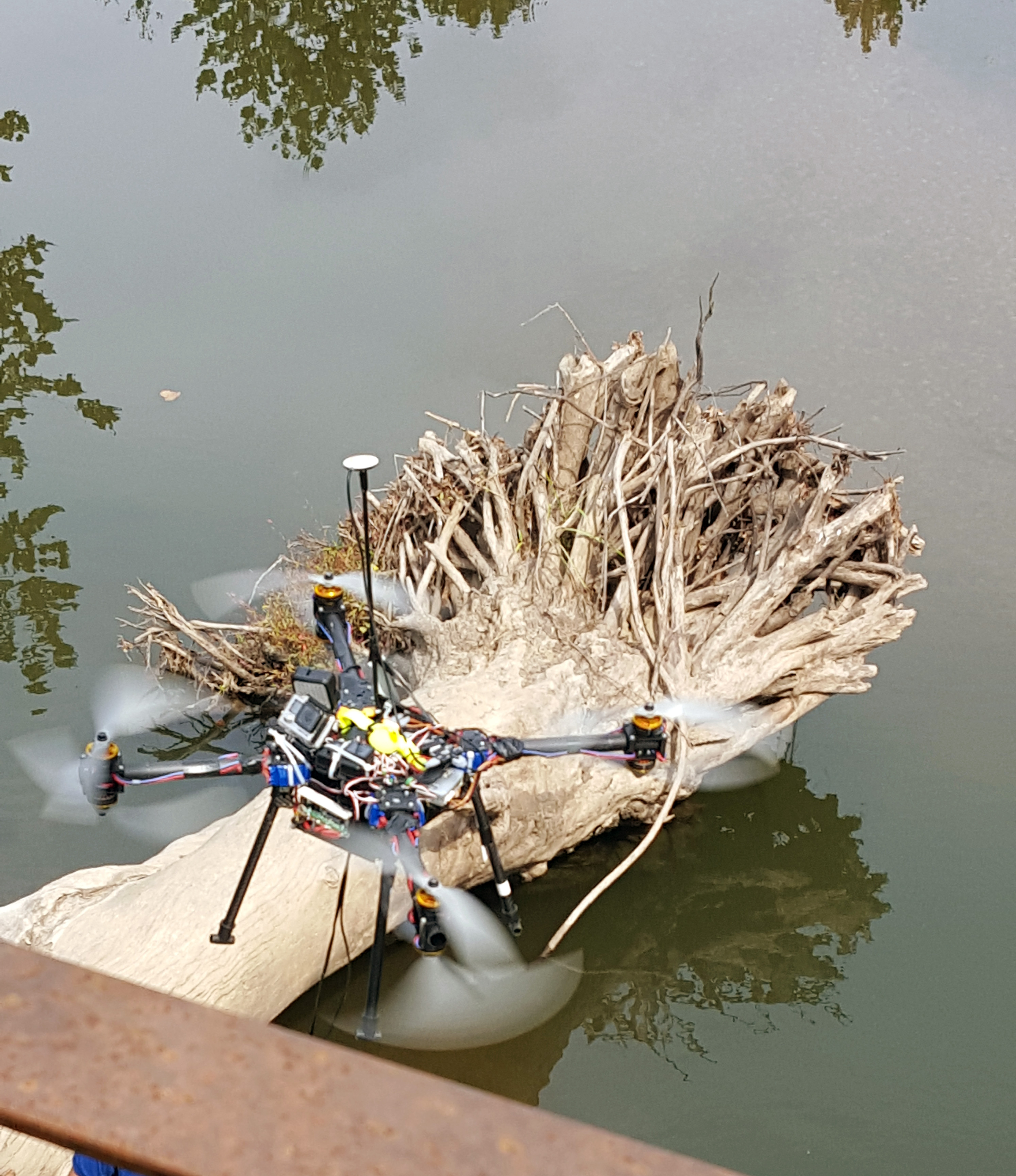 The tethered drone, operated by UMKC Assistant Professor Travis Fields, approaches Boone County Bridge 3850011 to shoot footage of some of the connections that are difficult for inspectors to reach.