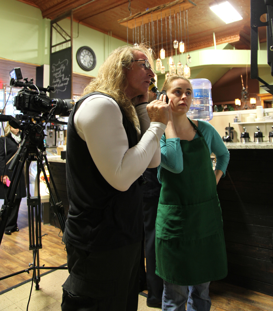 Director Jefferson Moore with actress Megan Massie on set of 'Reading Kate'