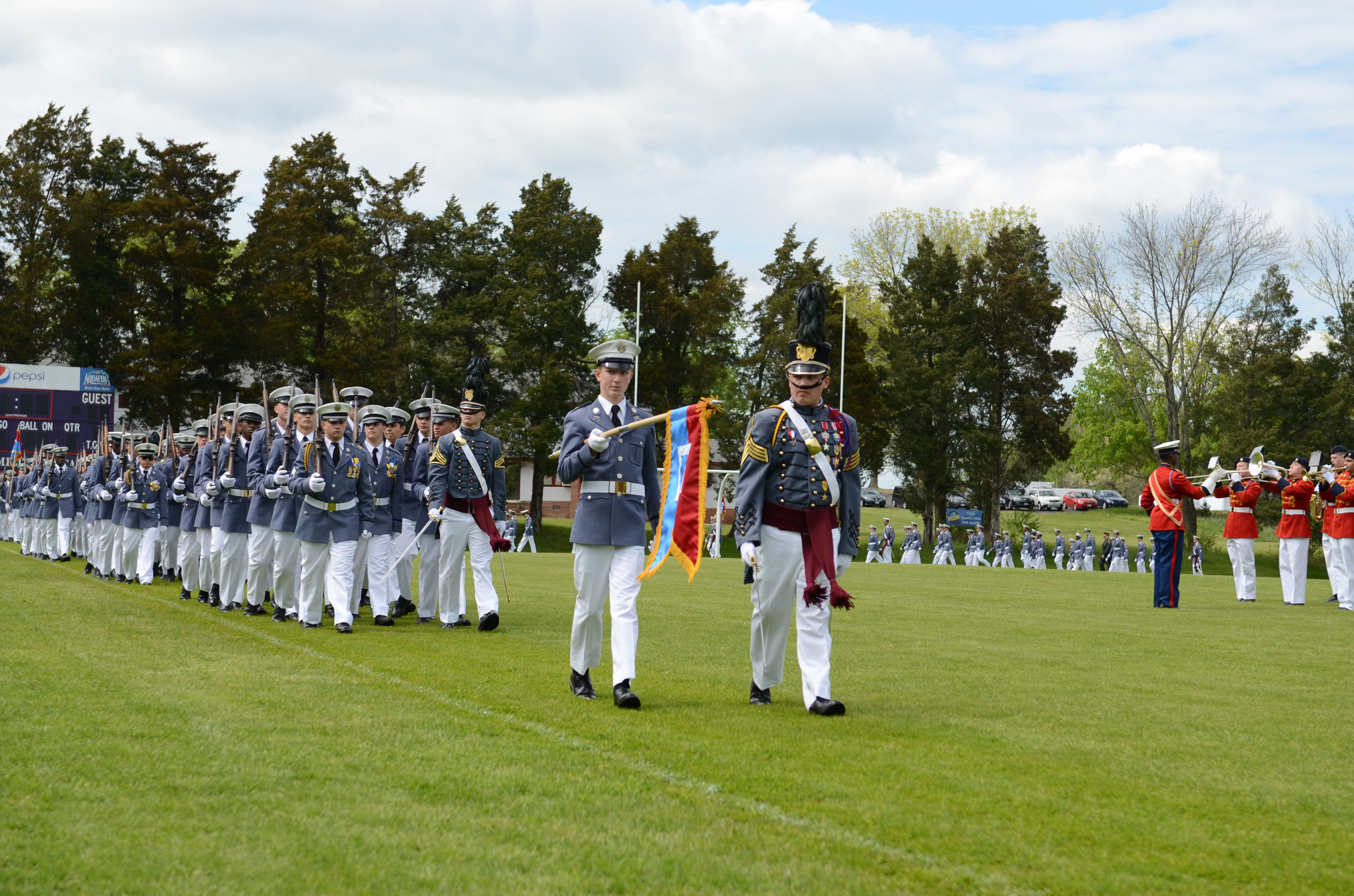 The Corps of Cadets at Fork Union Military Academy passes in review to honor the alumni of Greenbrier Military School.