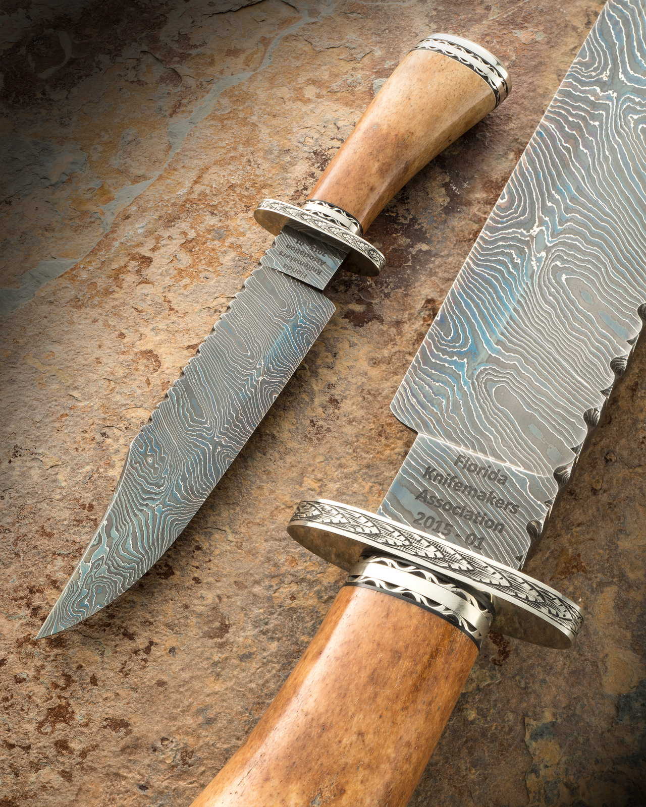 Florida Knifemakers Association - First Club Knife  Collaborators -   ♦John Davis ♦Ralph Turnbull ♦Roland Robidoux ♦Jimmie Smith