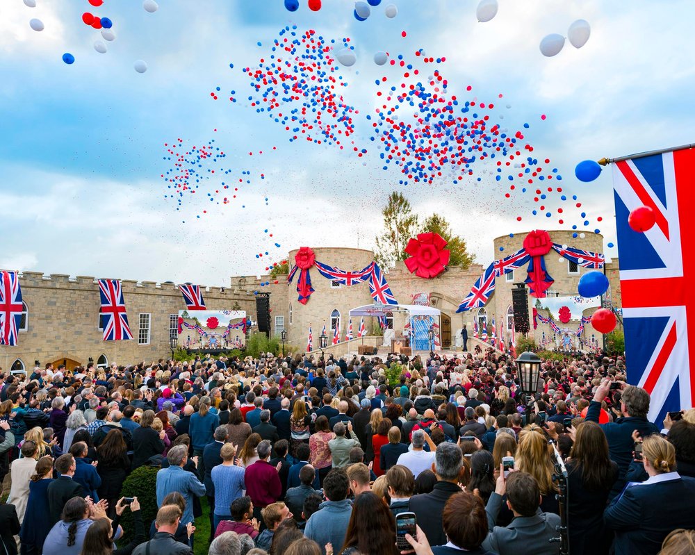 THOUSANDS OF SCIENTOLOGISTS from across the United Kingdom erupted as Mr. Miscavige pulled the ribbon to dedicate the Ideal Saint Hill.
