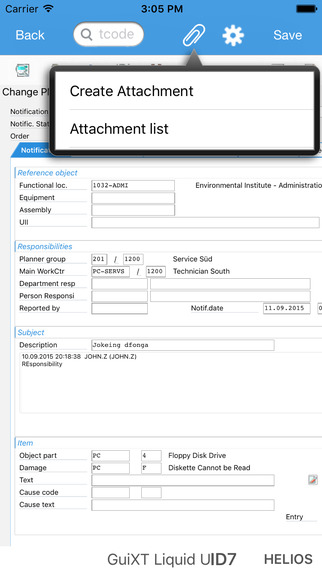 Creating An Attachment to SAP Transaction Using iPhone Camera