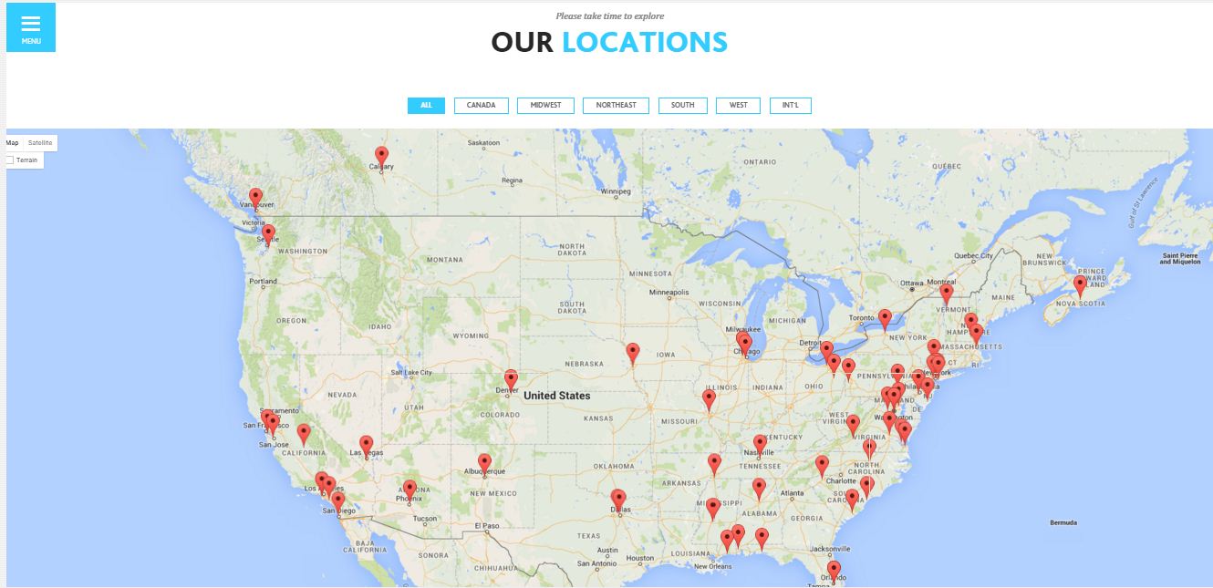 Interactive store location map list