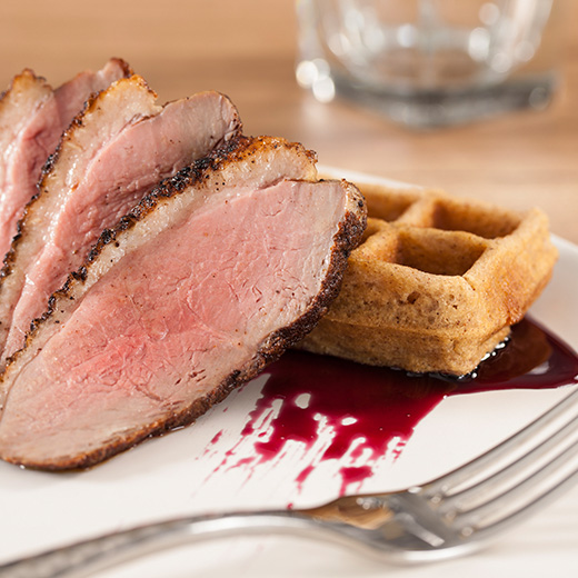 2015 Student Category Grand Prize Winner: Smoked Duck with Five Spice Waffles and Hibiscus Syrup