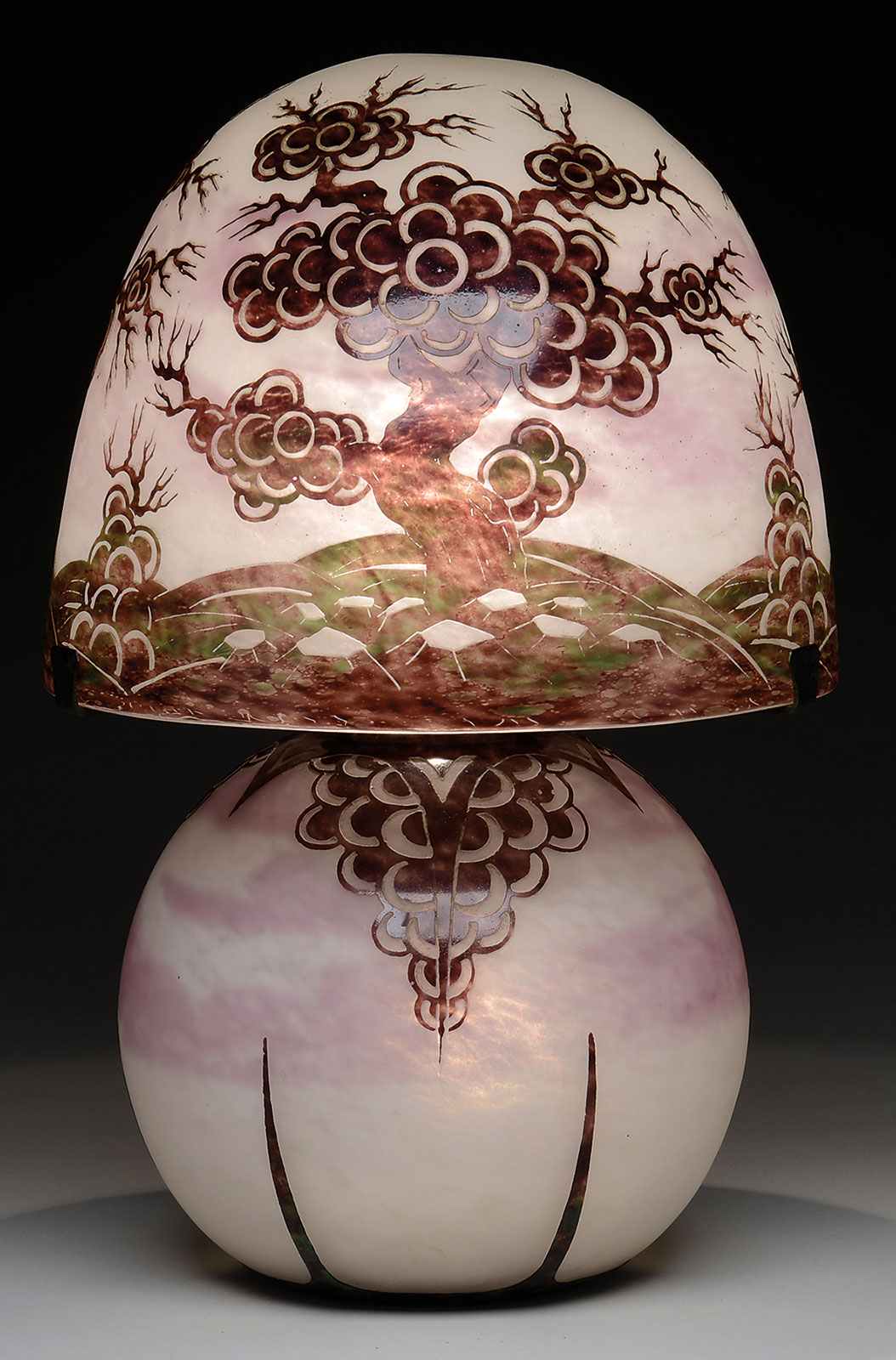 Le Verre Francais Cameo Glass Bonsai Table Lamp