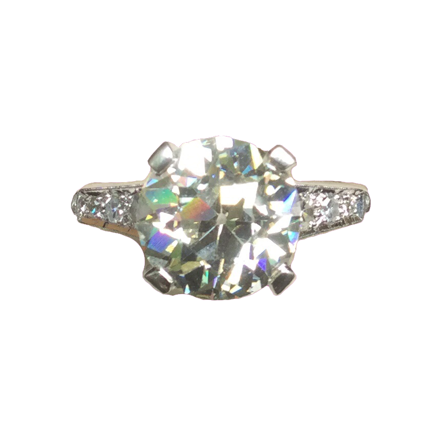 3.93 Carat Diamond Engagement Ring, Set In Platinum Size 6 1/2
