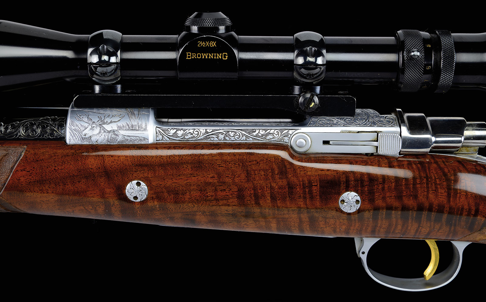 FN Browning Olympian Grade Game Rifle Engraved by Marechal and Cargnel from the Fuller Collection; estimated at $7,500-12,000, sold for $16,100.