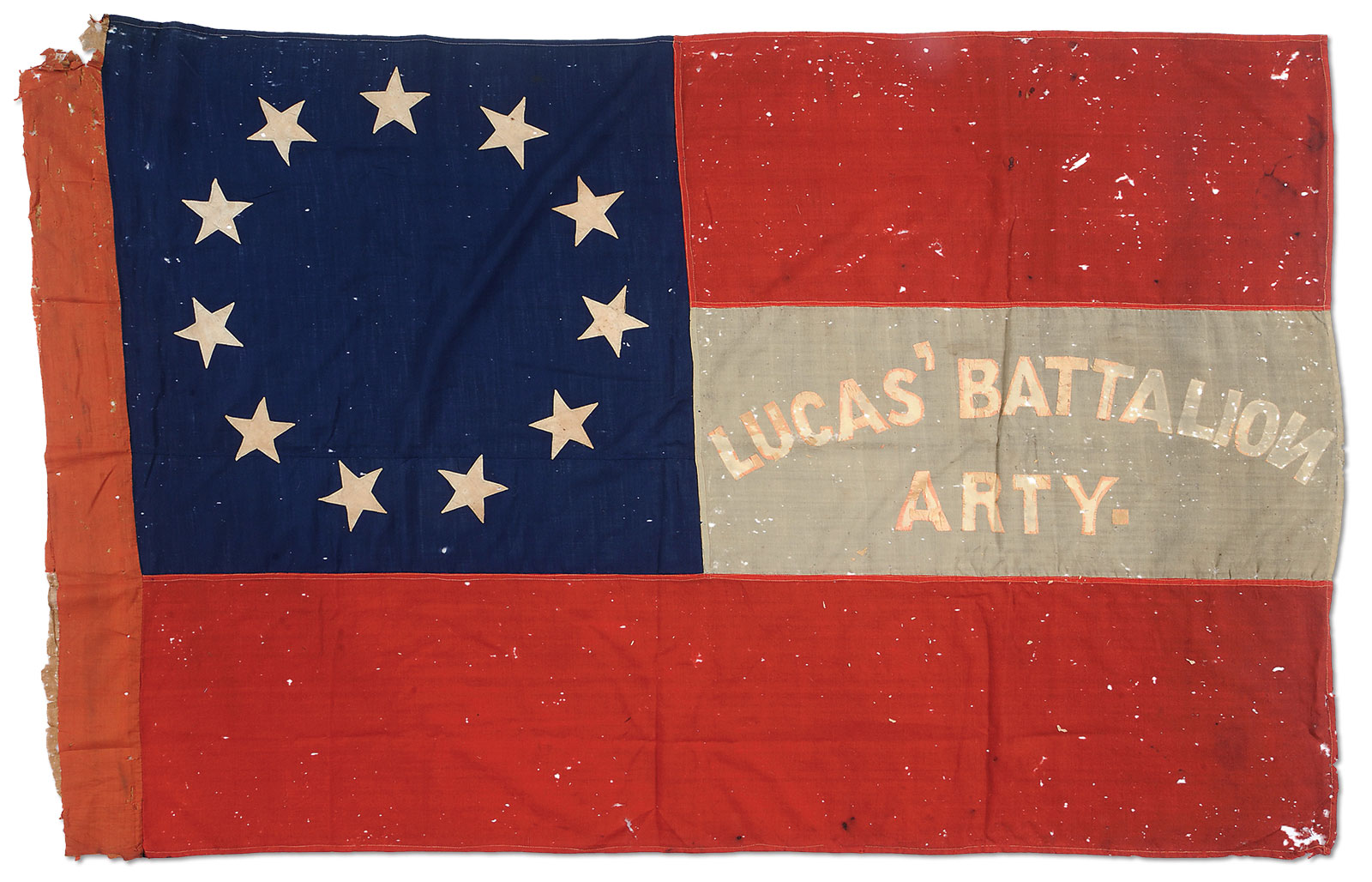 Confederate 1st National Battle Flag of the 15th South Carolina Heavy Artillery Battalion, “Lucas Artillery;" estimated at $40,000-60,000, sold for $46,000.