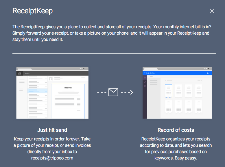 A screen-cap of our ReceiptKeep intro page. We walk you through the basic functionality so you can get started right away.