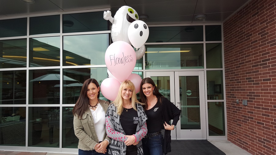 Kim with Surthrival Ambassadors Karie Powell and MaryLyn Linge on Ghost Boob Awareness Day honoring mastectomy survivors