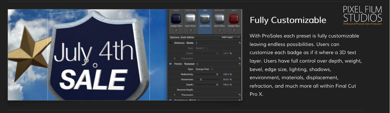 FCPX ProSales from Pixel Film Studios.