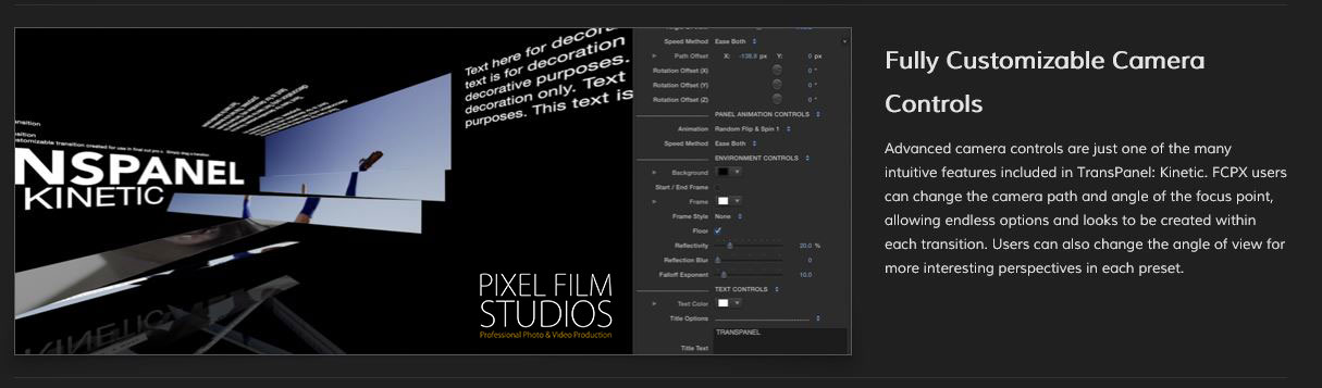 Final Cut Pro X TransPanel Kinetic Plugin from Pixel Film Studios.