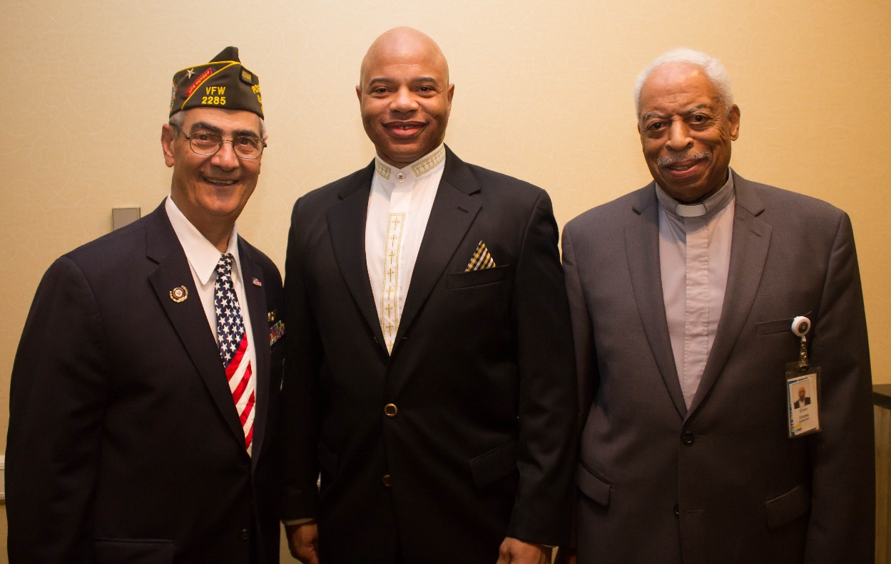 Vito Pinto, former director, Westchester County Office of Veterans Affairs and keynote speaker Reverend (Major) Anthony S. Montague, US Army, Retired at the sixth annual Veterans Breakfast.