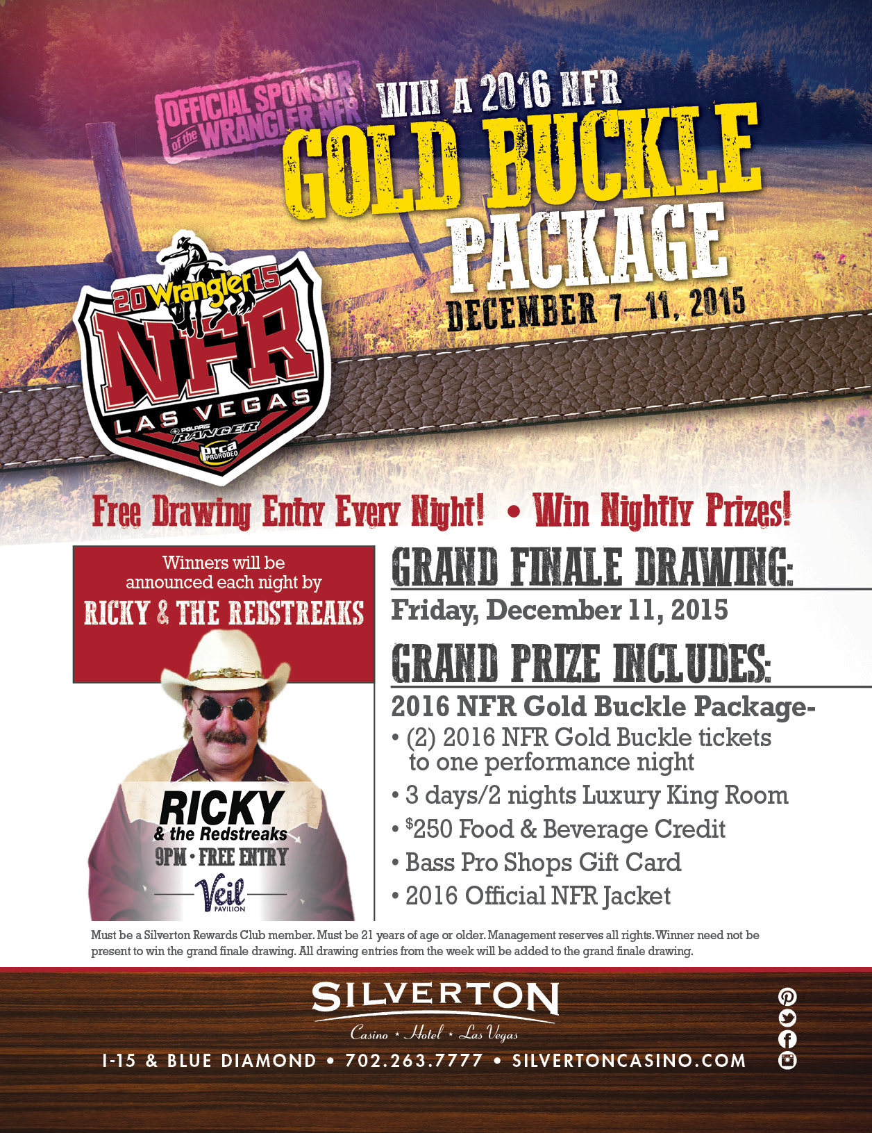 Win 2016 NFR Gold Buckle Package at Silverton Casino Hotel