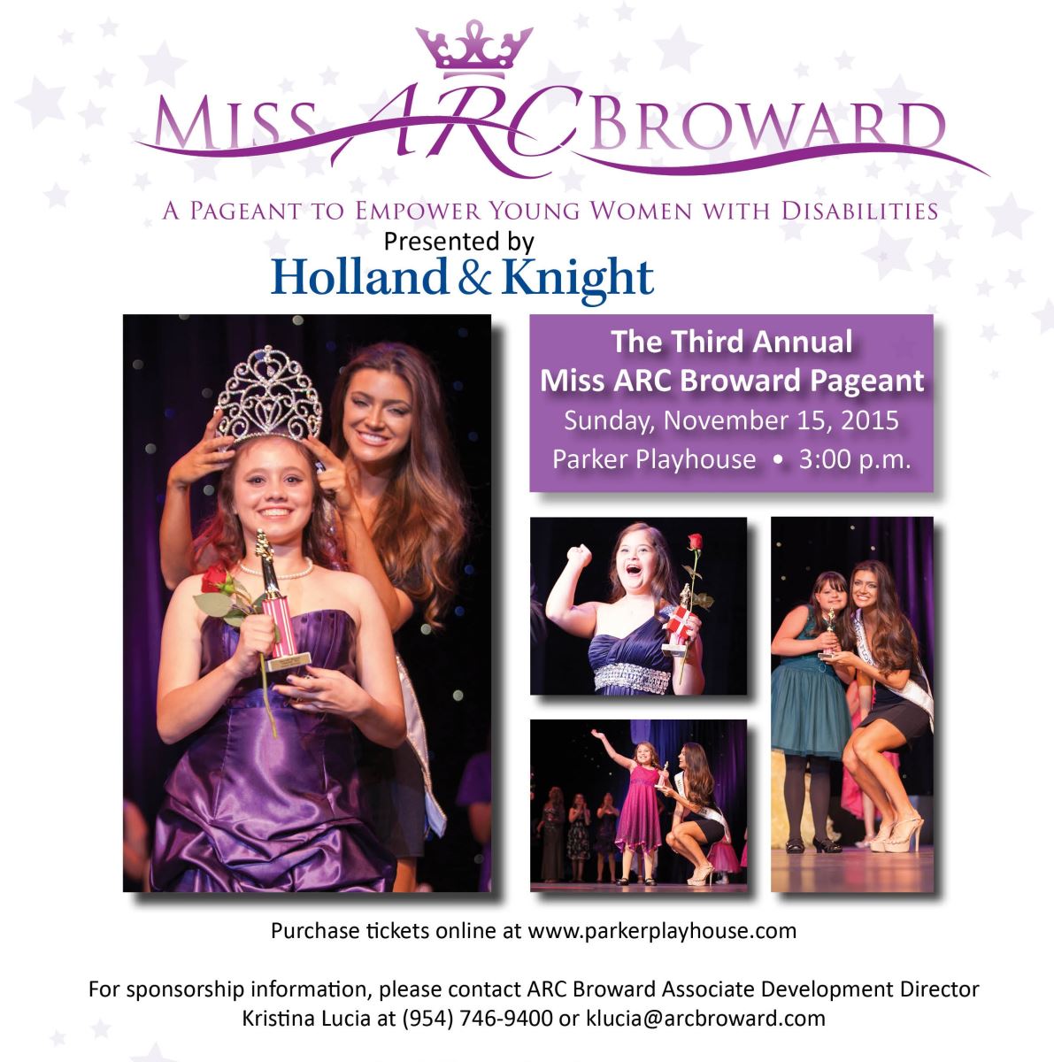 Miss ARC Broward Pageant, a pageant to empower women with disabilities, will take place November 15 at Parker Playhouse in Fort Lauderdale.