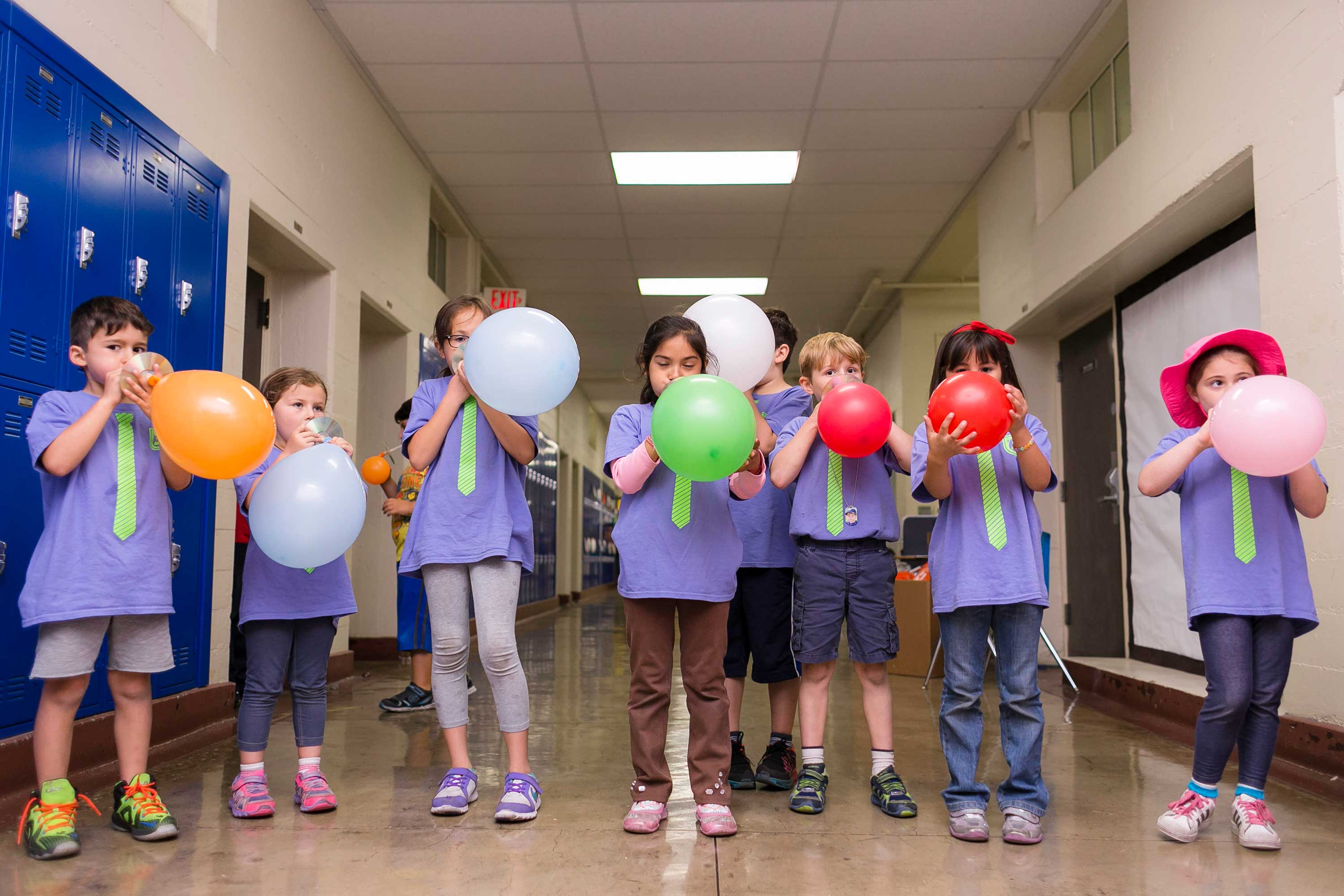 At Camp - Los Angeles, 2015: Students make balloon cars