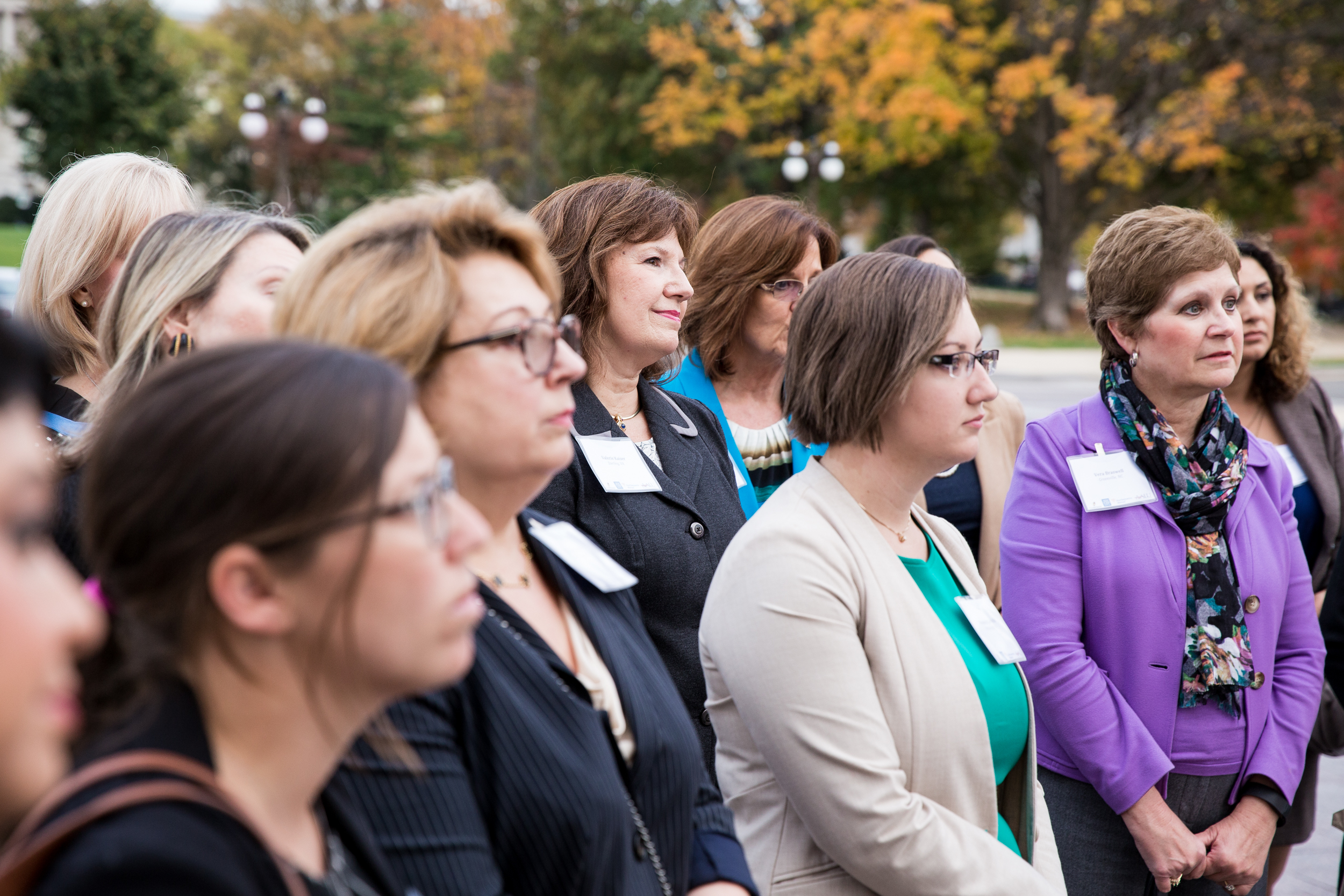 Life insurance agents listen during a tour of the U.S. Capitol building