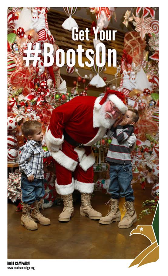 Santa and boys get their #BootsOn for American Heroes