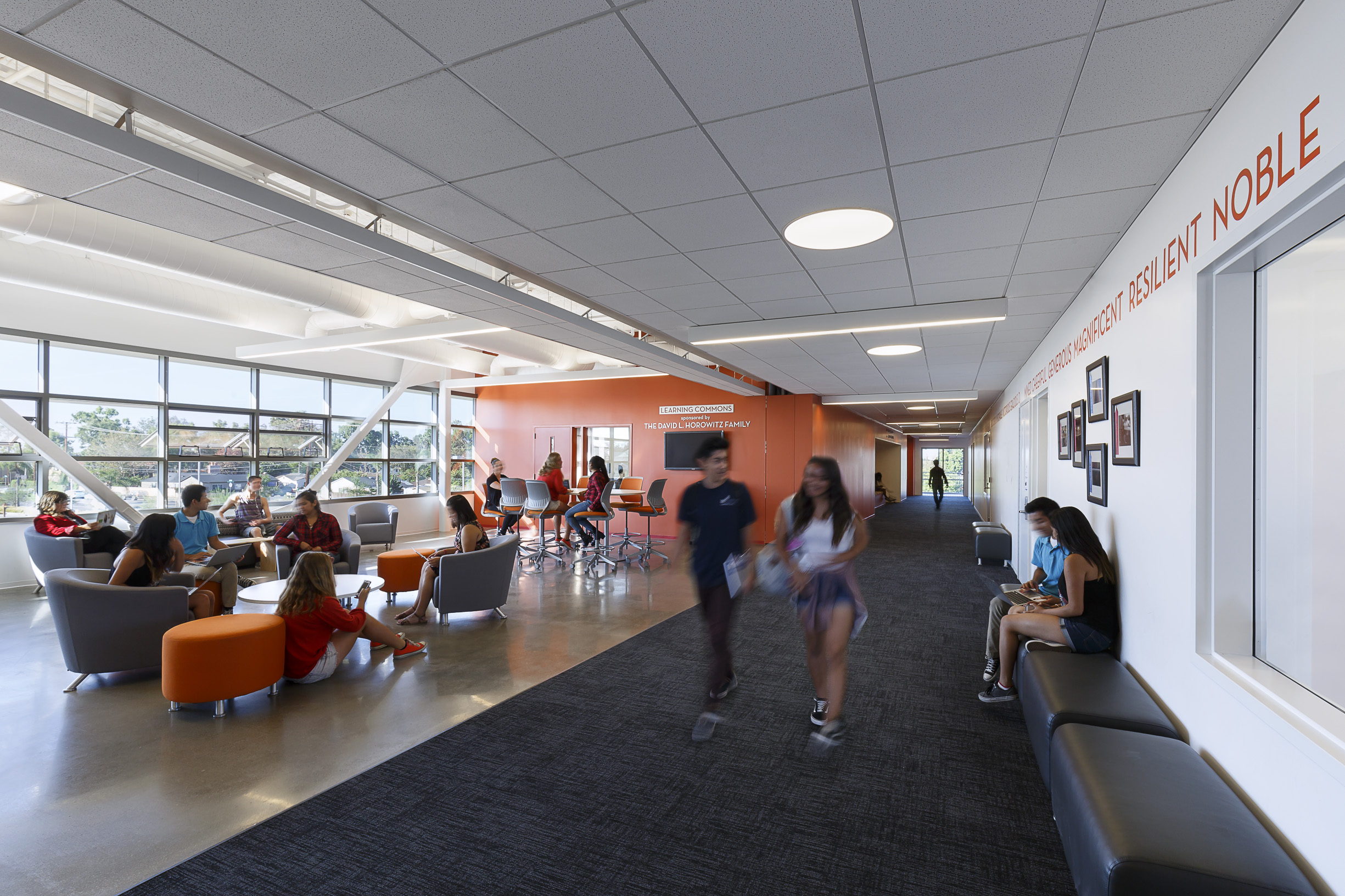 Each floor of the new building features a STEM lab and four learning studios that share a collaborative learning commons.