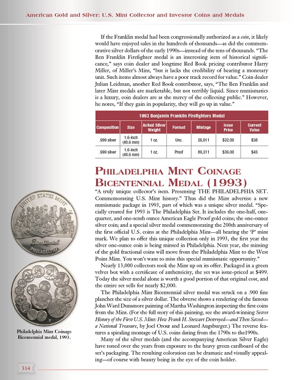 Silver and gold medals are also studied in detail, with mintages and market values.