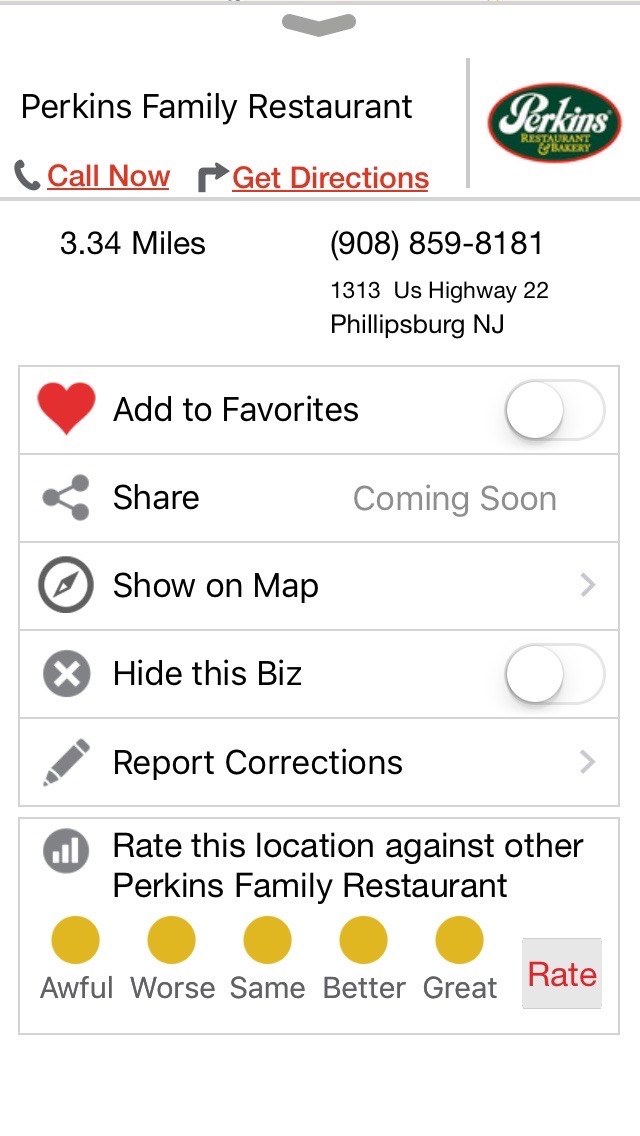 An example of a business listing in the new CherriPik app