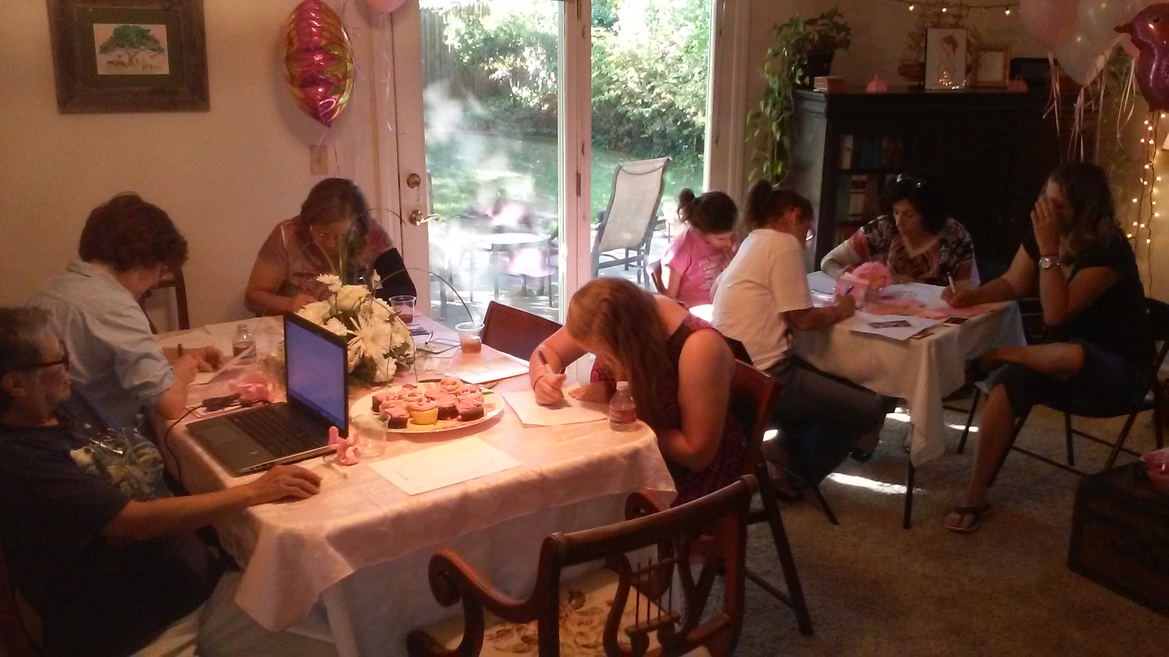 Writing letters to breast cancers patients.