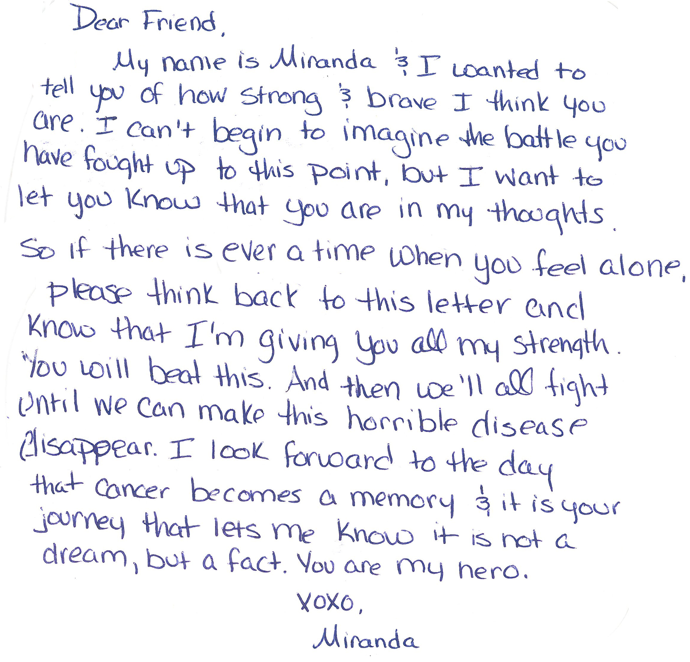 A Girls Love Mail handwritten letter