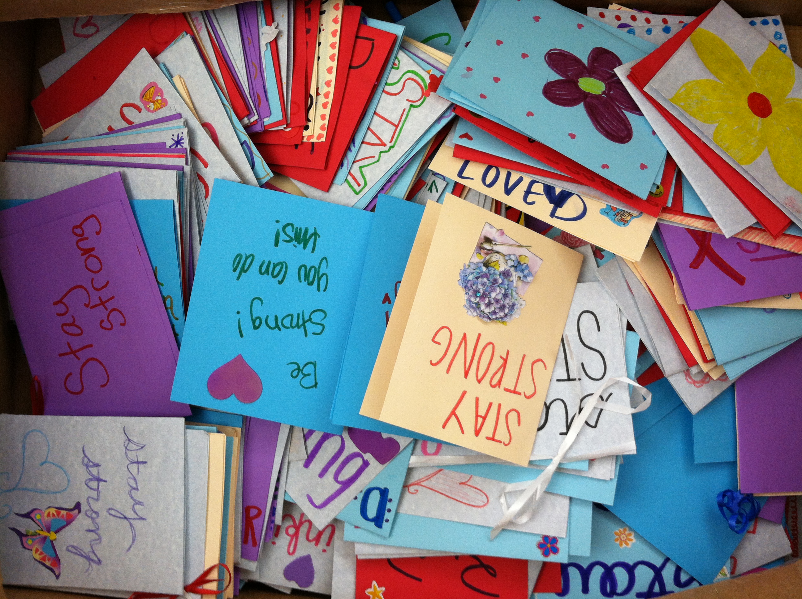 Handmade letters and cards from high school students in Louisiana