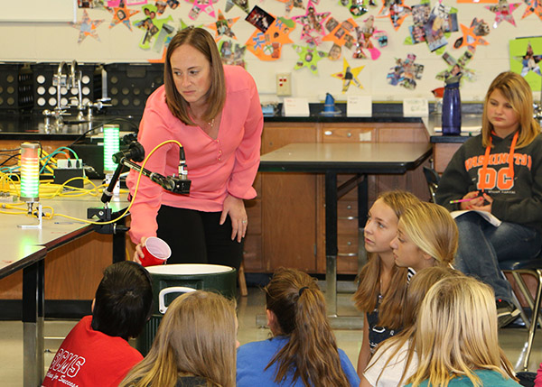 Scott County Middle School Teacher, Kate Wilson, with her Science class.
