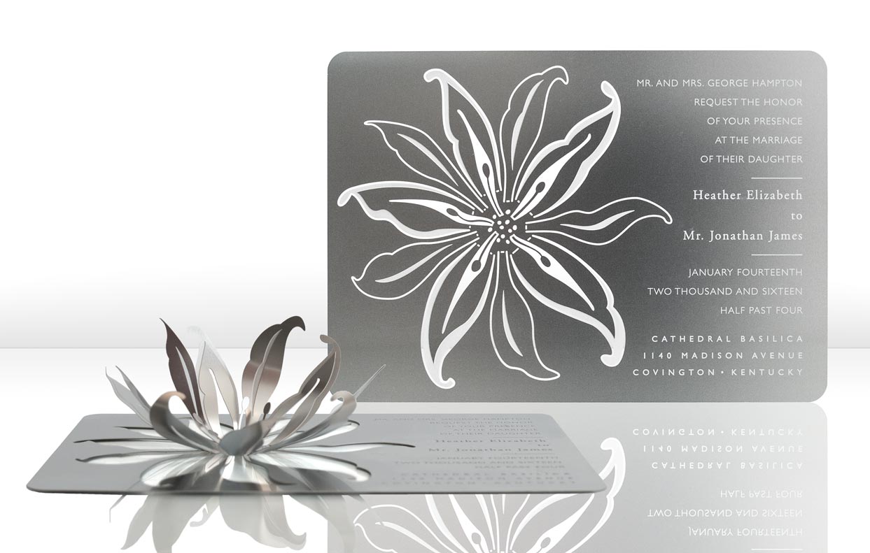 Lily Sculpted Metal Invitation