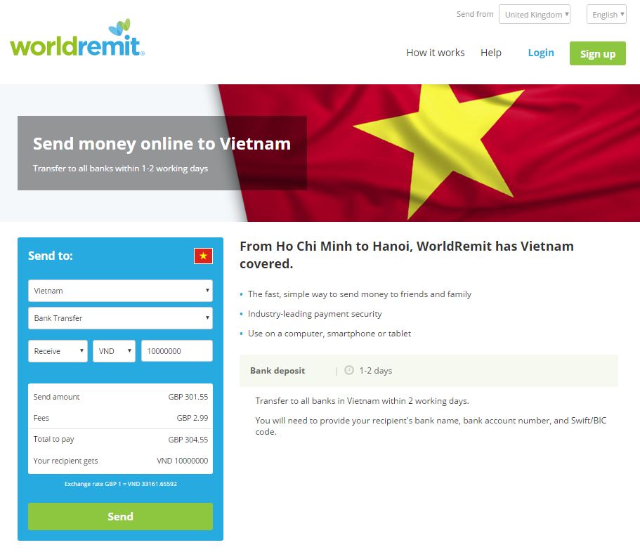WorldRemit Website - Vietnam