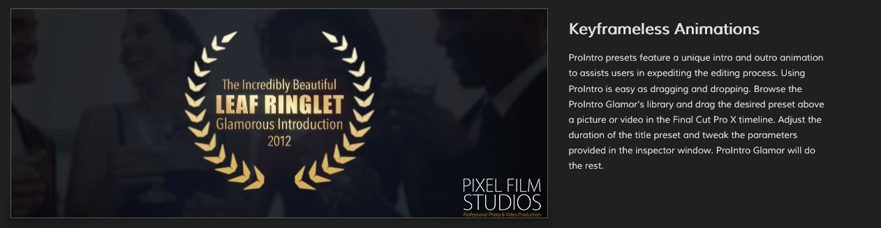 FCPX Pro Intro Glamour from Pixel Film Studios.