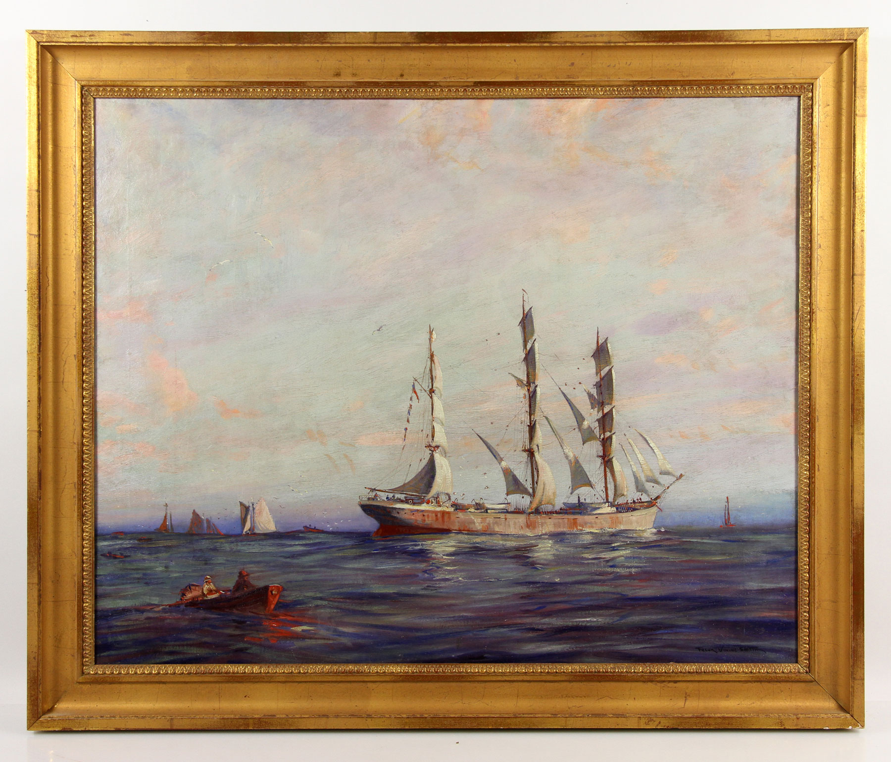 Frank Vining Smith, Three Masted Ship, Oil on Canvas