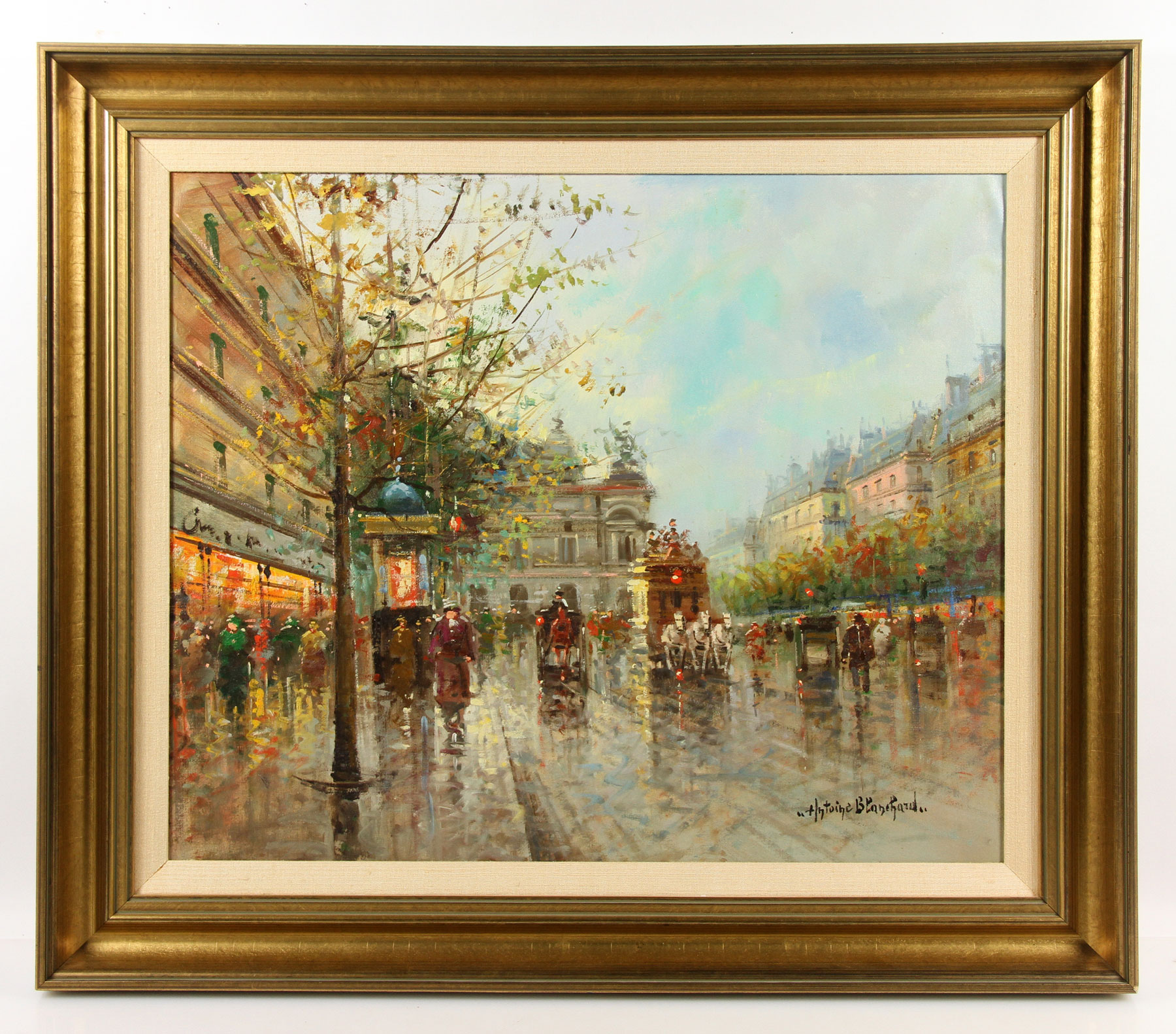 Antoine Blanchard, Paris Street Scene, Oil on Canvas