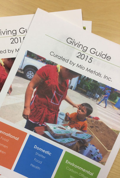 The Giving Guide created by Mio Metals features 9 non-profit organizations