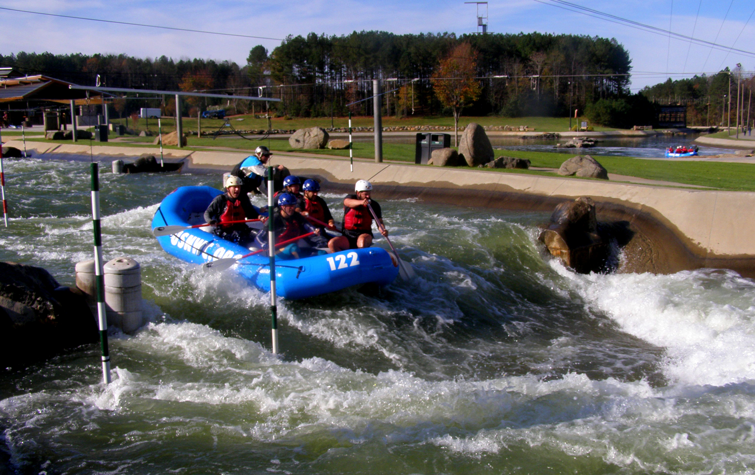 The man-made rivers at the U.S. National Whitewater Center offered participants a variety of rapids. Photograph by Richard Rhinehart.