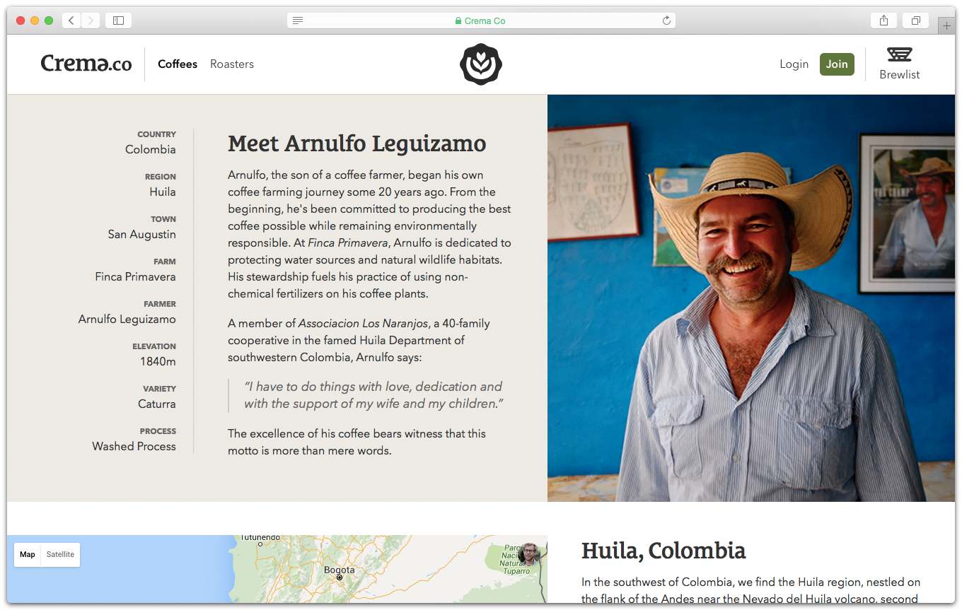 Get to know the people who grow your coffee through detailed storytelling