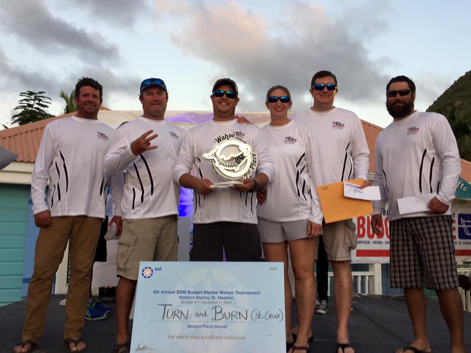 Team 'Turn and Burn' wins second place overall in the 8th Annual SXM Budget Marine Wahoo Tournament.