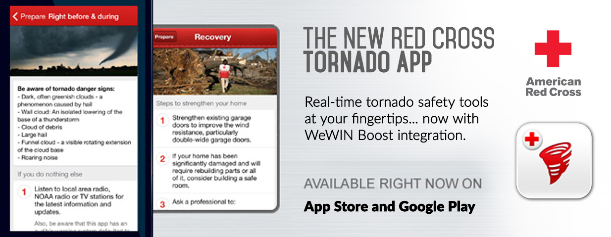 Red Cross Tornado App integrates WeWIN's Boost Platform.