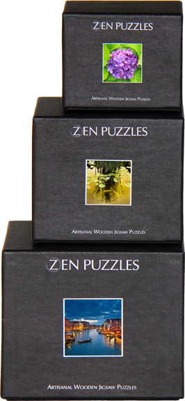 Stacked Zen Puzzle Boxes, Wooden Jigsaw Puzzle Boxes
