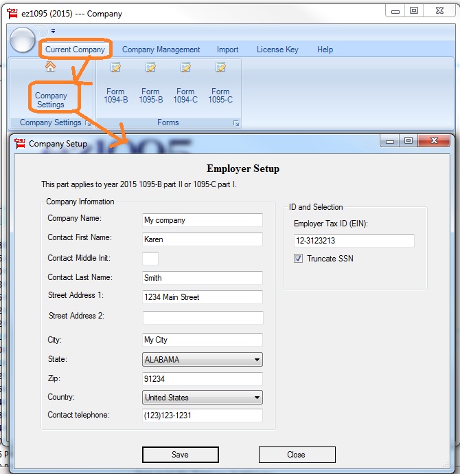 ez1095 Company Setup