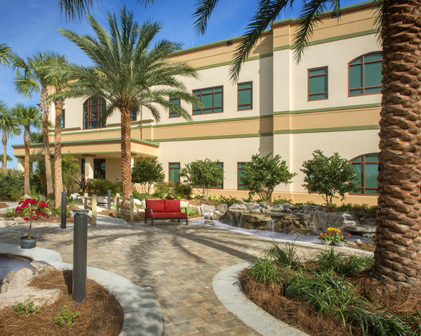 The hospital features an outdoor healing garden. Photo by Michael Peck.