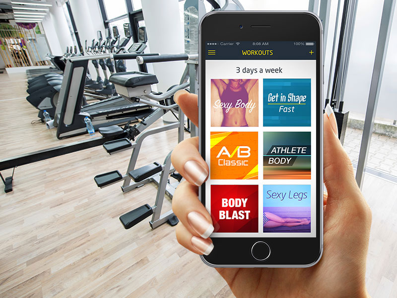 Workout App by Fitness22, workout routines screen.