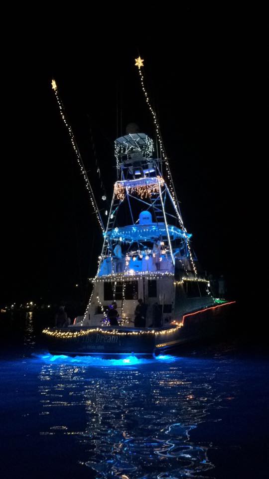 The lights aboard the Living the Dream boat sparkle during the 2015 St. Croix Boat Parade.