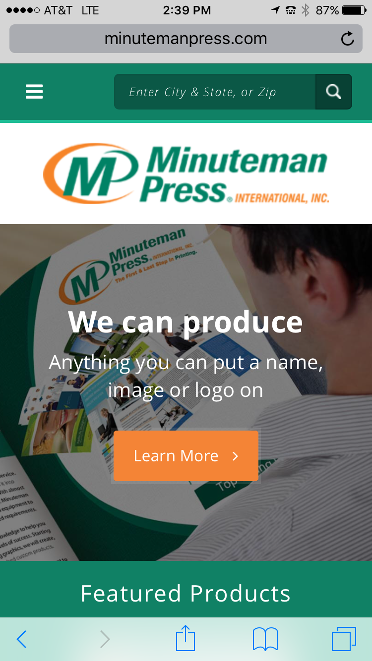 The all new minutemanpress.com makes it easy for customers to discover Minuteman Press products and services that are available to them. It also enables users to locate a center from mobile devices.