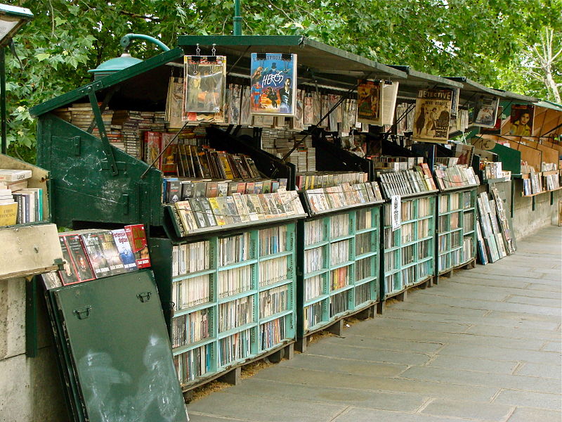 The famous Paris Bouquiniste booksellers along the Seine are loaded with literary gems (photo by Jebulon).