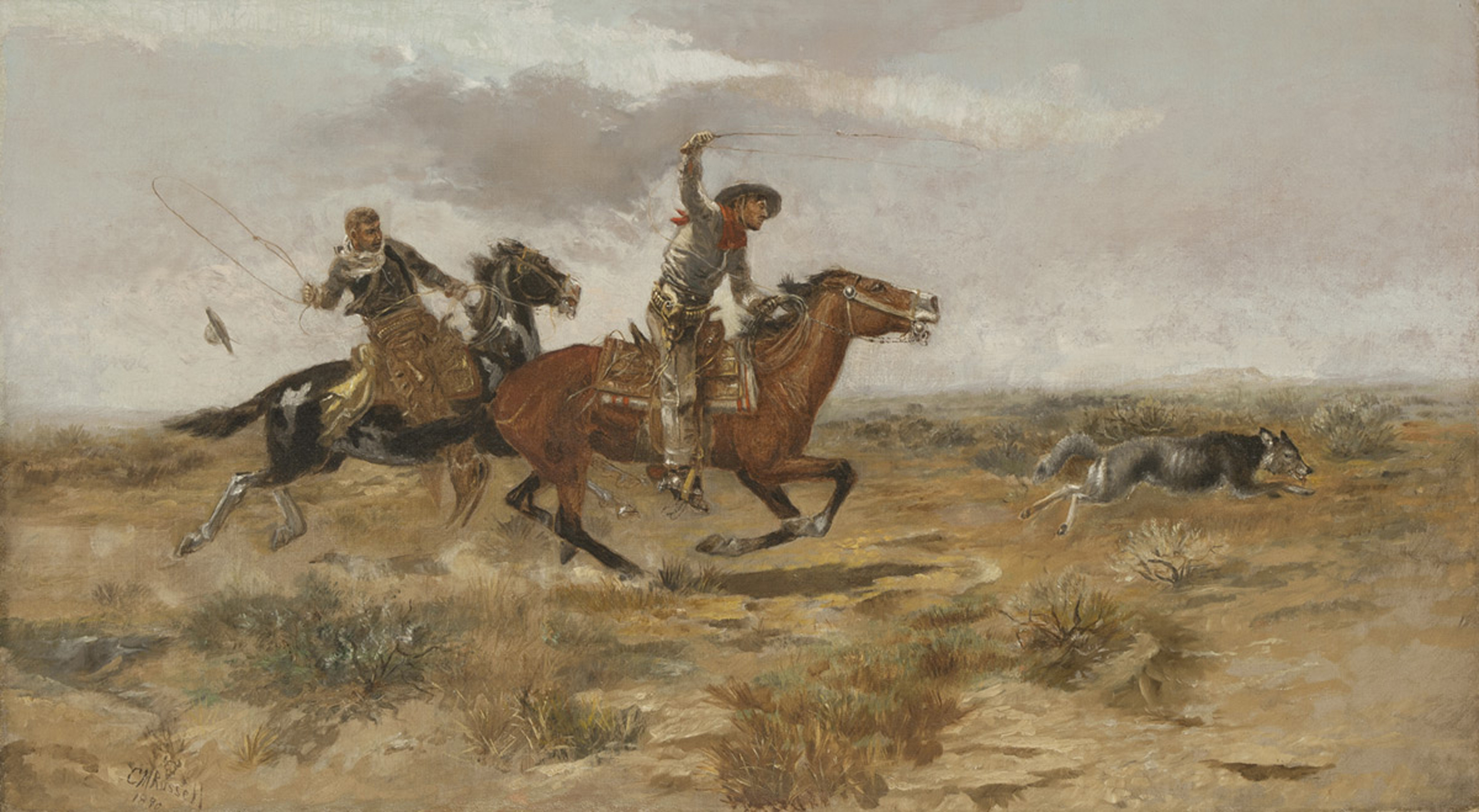 Cowboy Sport-Roping a Wolf, Charles M. Russell, 1890, Sid Richardson Museum
