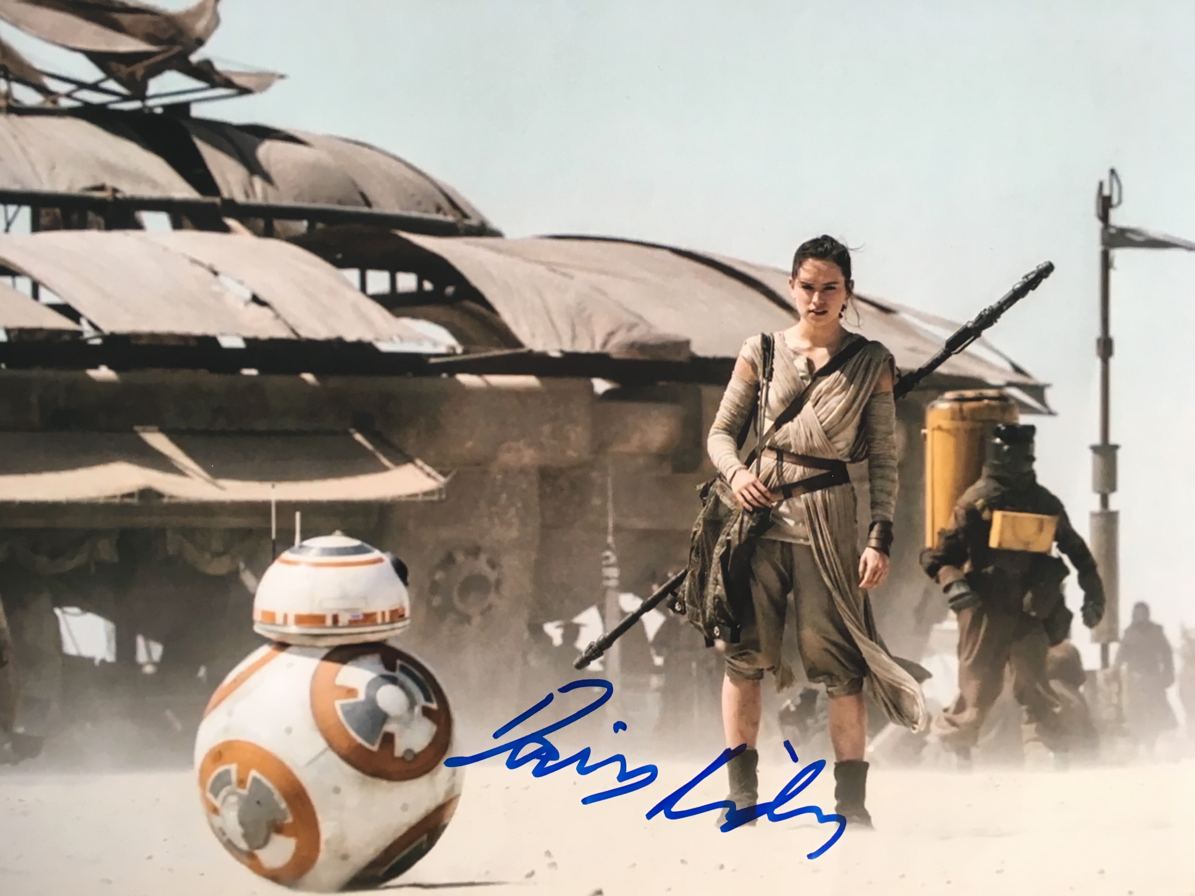 An example of an authentic autograph of Star Wars: The Force Awakens cast member Daisy Ridley.  Photo credit: PSA/DNA Authentication Services.