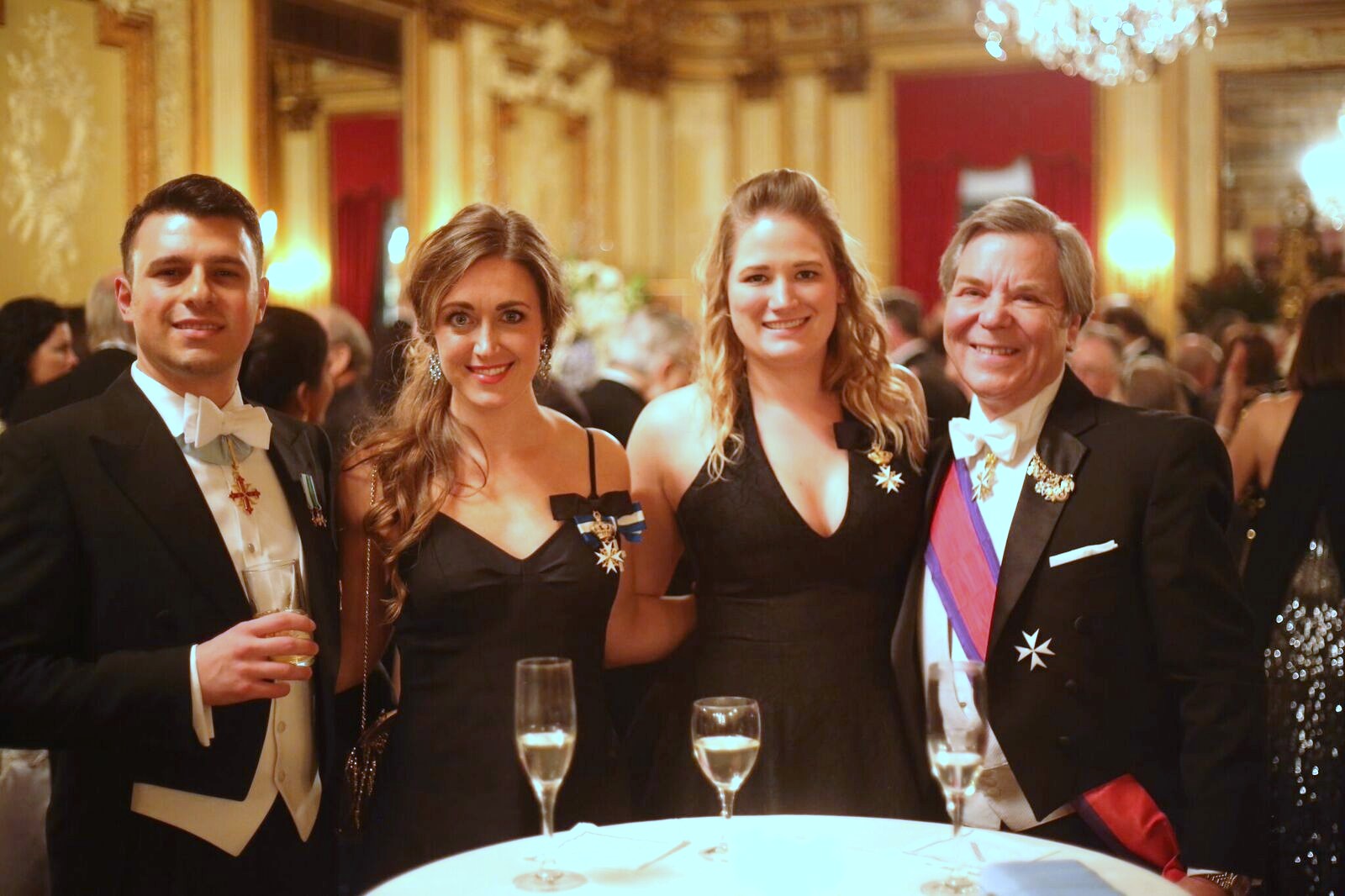 (l to r): Ball Grand Patron Knight John Viola, Dame Elisabeth Cardiello, a Friend, and Knight Robert M. Clark, Esq.